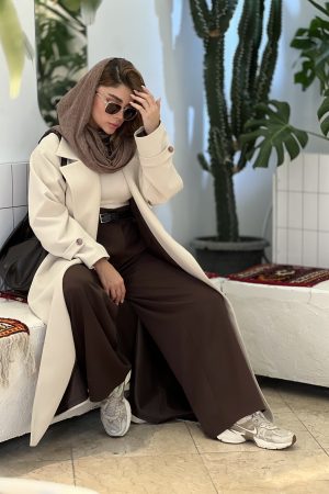 شلوار واید کرپ باربی قهوه ای سوخته